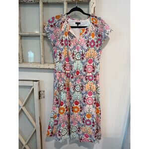 Talbots size 12 colorful floral spring summer cotton dress